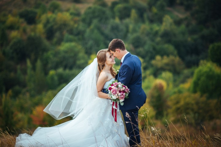 Wedding walk on nature